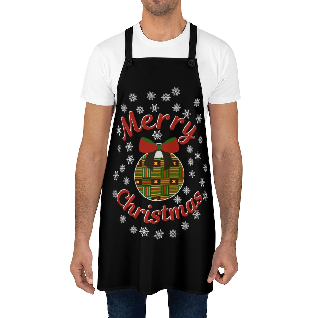 Merry Christmas Kente Ornament With Snow Cooking Apron