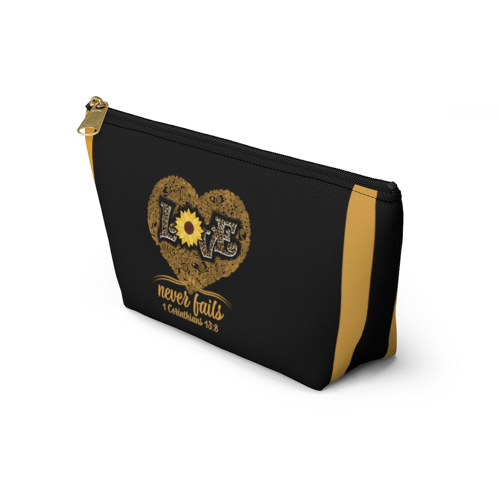Love Never Fails Leopard Print With Sunflower Cosmetic Accessories Pouch