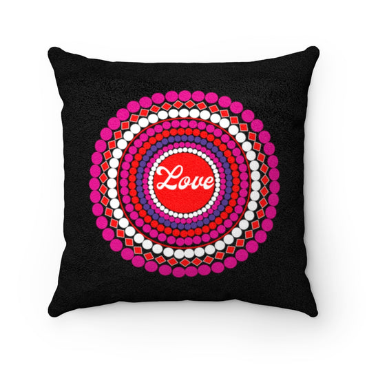 Love Dots Faux Suede Square Pillow