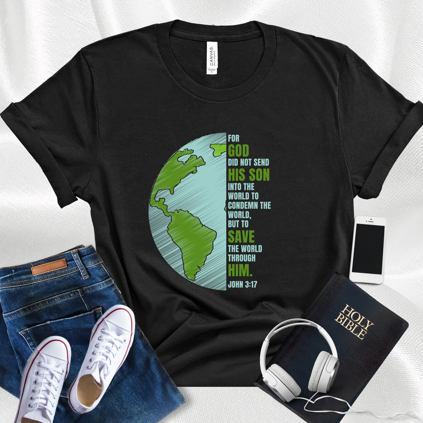 Bible Verse T-Shirt, John 3:17 Christian Faith Tee