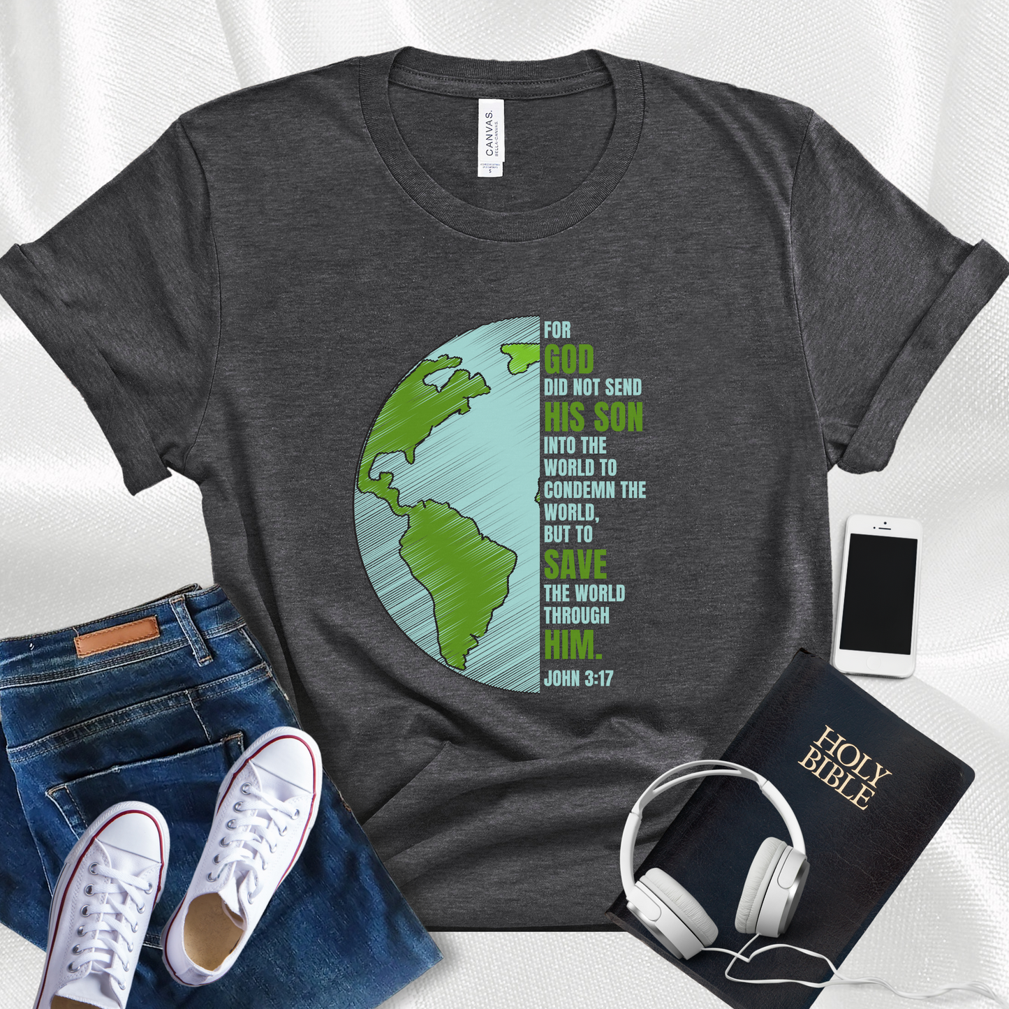 Bible Verse T-Shirt, John 3:17 Christian Faith Tee