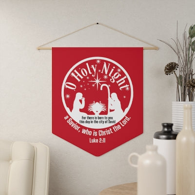 O Holy Night Christian Faith Christmas Decorative Pennant Wall Hanging