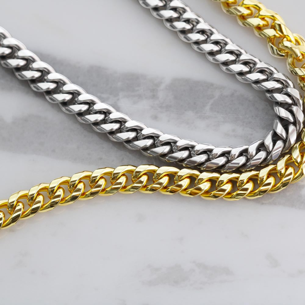 Cuban Link Chain Necklace With Christmas Message Card For Son