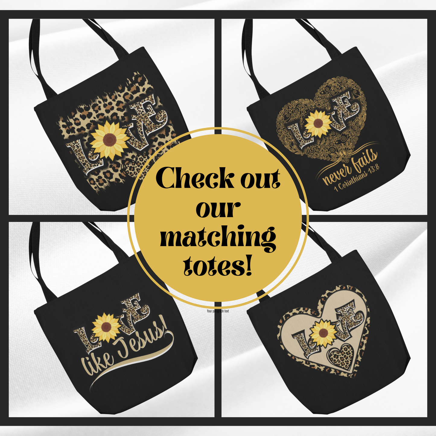 Love Never Fails Leopard Print With Sunflower Cosmetic Accessories Pouch