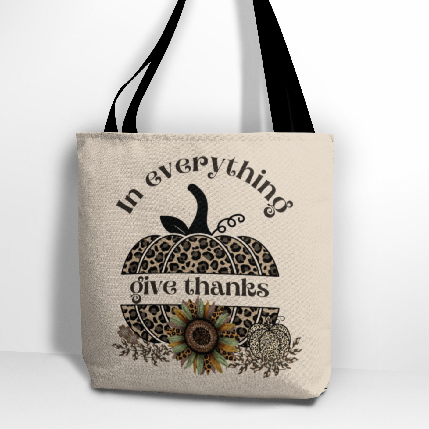 Christian Inspired Tote Bag | In Everything Give Thanks Bag With Split Pumpkin