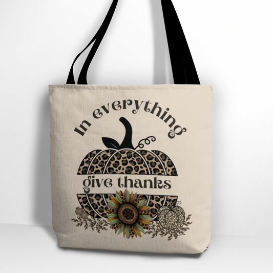 Christian Inspired Tote Bag | In Everything Give Thanks Bag With Split Pumpkin