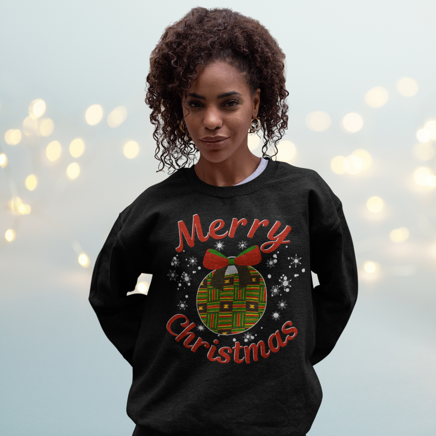 Merry Christmas African Kente Cloth Pattern Sweatshirt