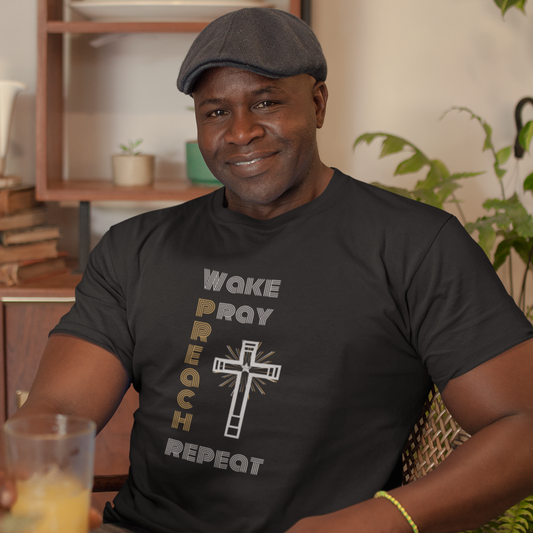 Wake Pray Preach Repeat T-shirt | Christian Tee For Men