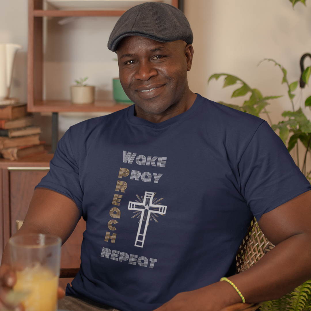 Wake Pray Preach Repeat T-shirt | Christian Tee For Men