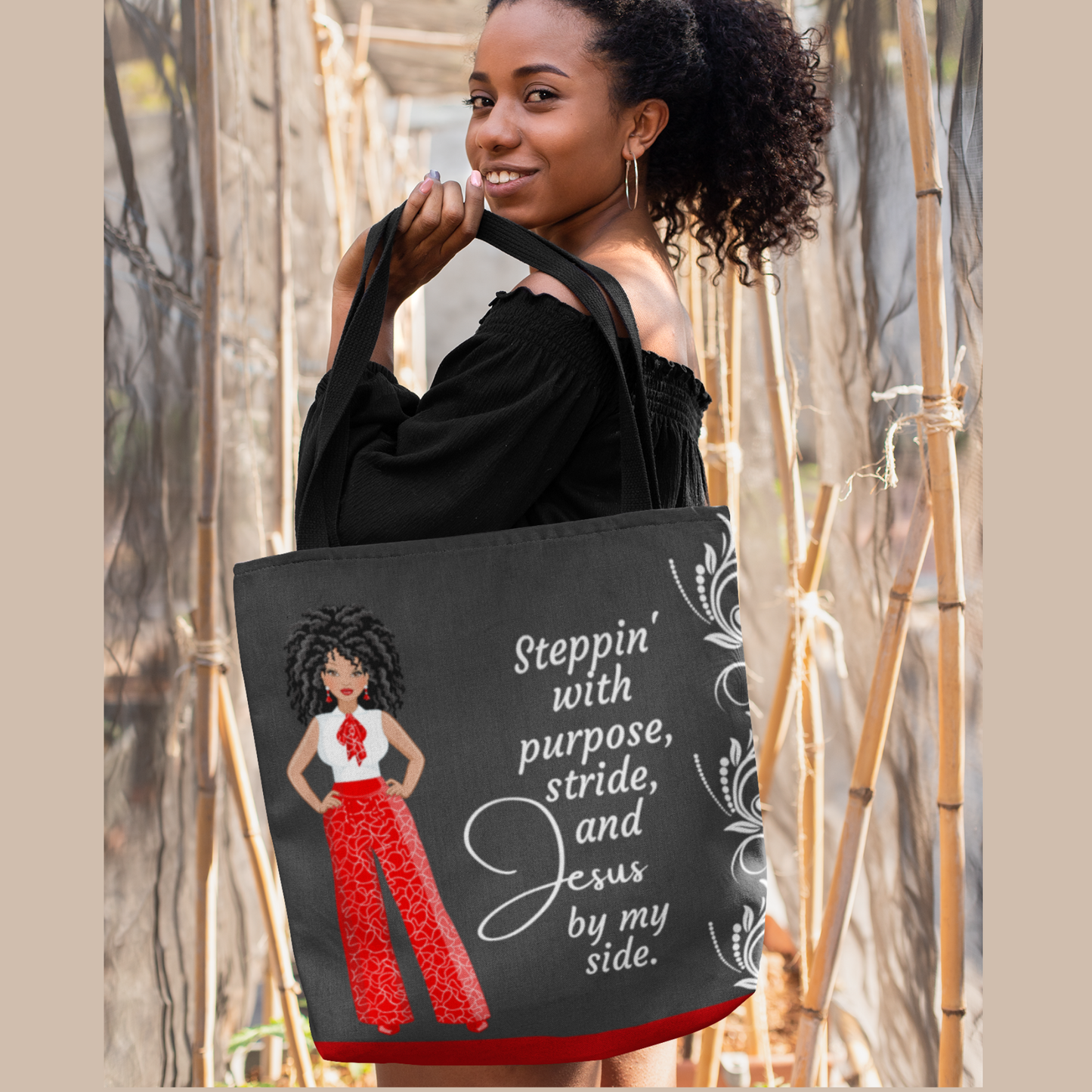 Inspirational African American Women's Tote Bag - Steppin' With Purpose