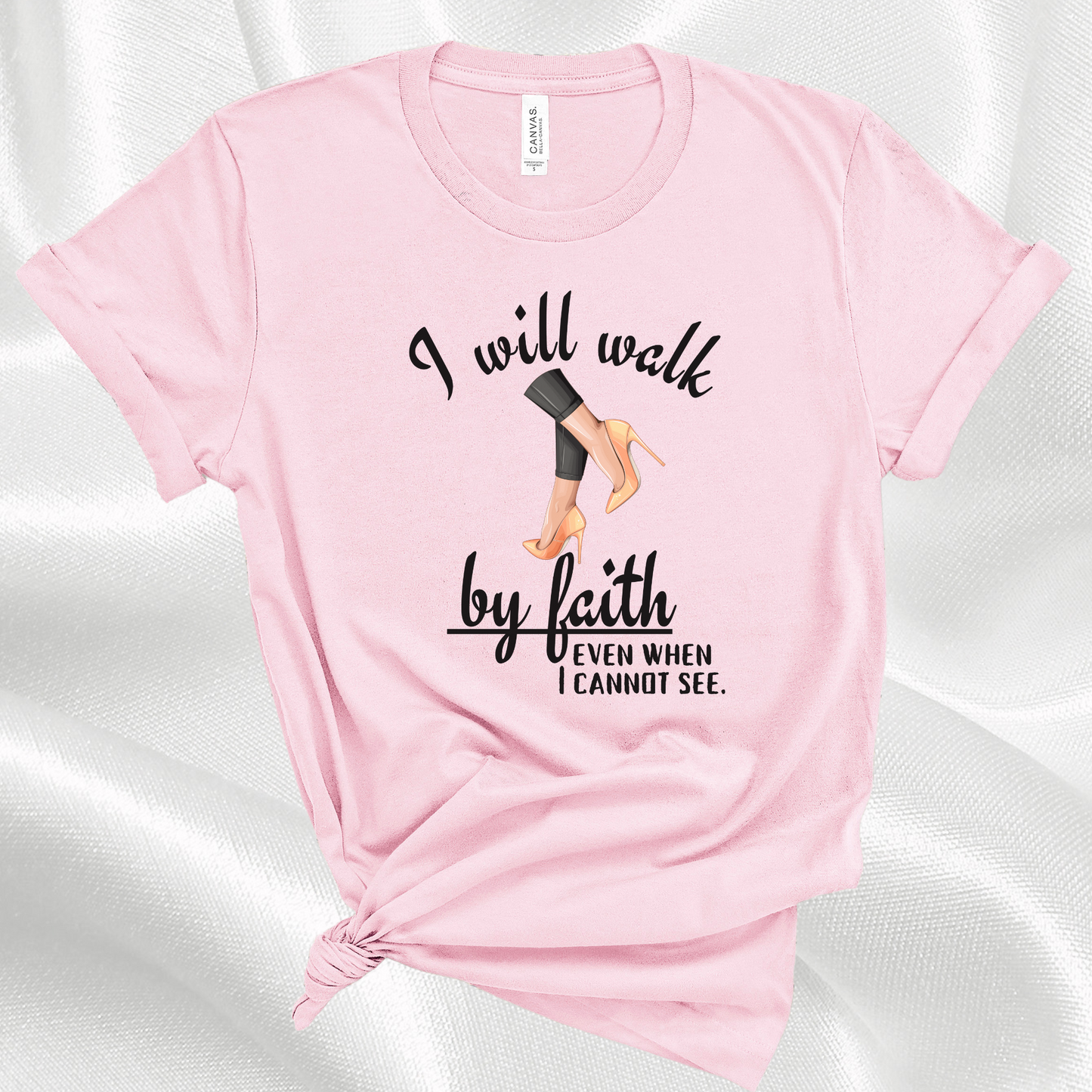 I Will Walk By Faith Bible Verse Christian T-shirt | Scripture Tee For Women