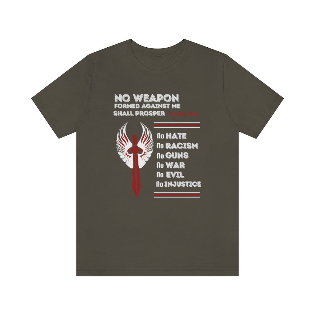 No Weapon Formed Against Me Bible Verse Tee