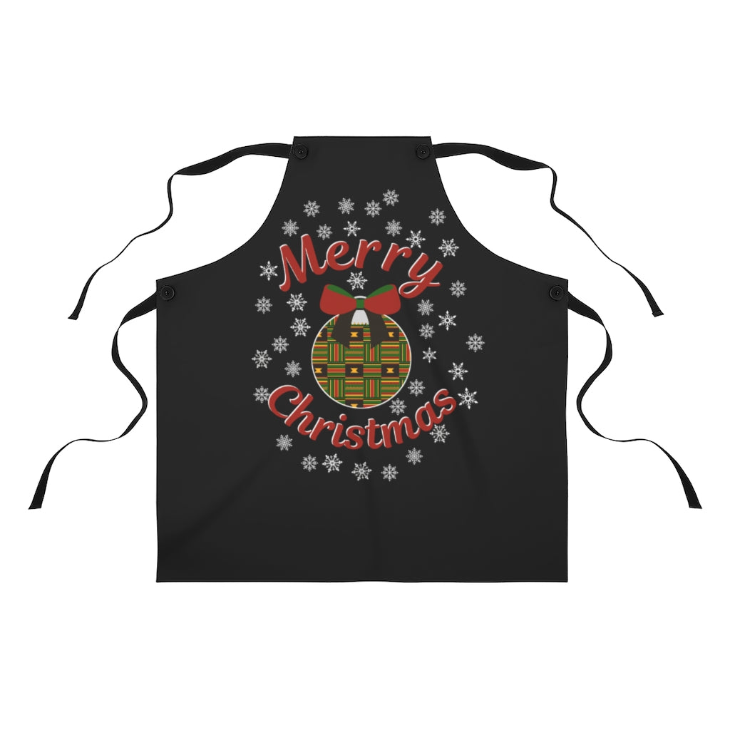 Merry Christmas Kente Ornament With Snow Cooking Apron