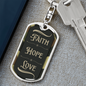 Faith Hope Love Camo Dog Tag Keychain