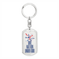One Nation Under God Dog Tag Keychain - Heart Flag