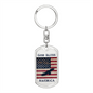 God Bless America Dog Tag Keychain - Flag and Eagle