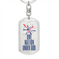 One Nation Under God Dog Tag Keychain - Heart Flag