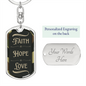 Faith Hope Love Camo Dog Tag Keychain
