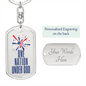 One Nation Under God Dog Tag Keychain - Heart Flag