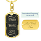 Faith Hope Love Camo Dog Tag Keychain