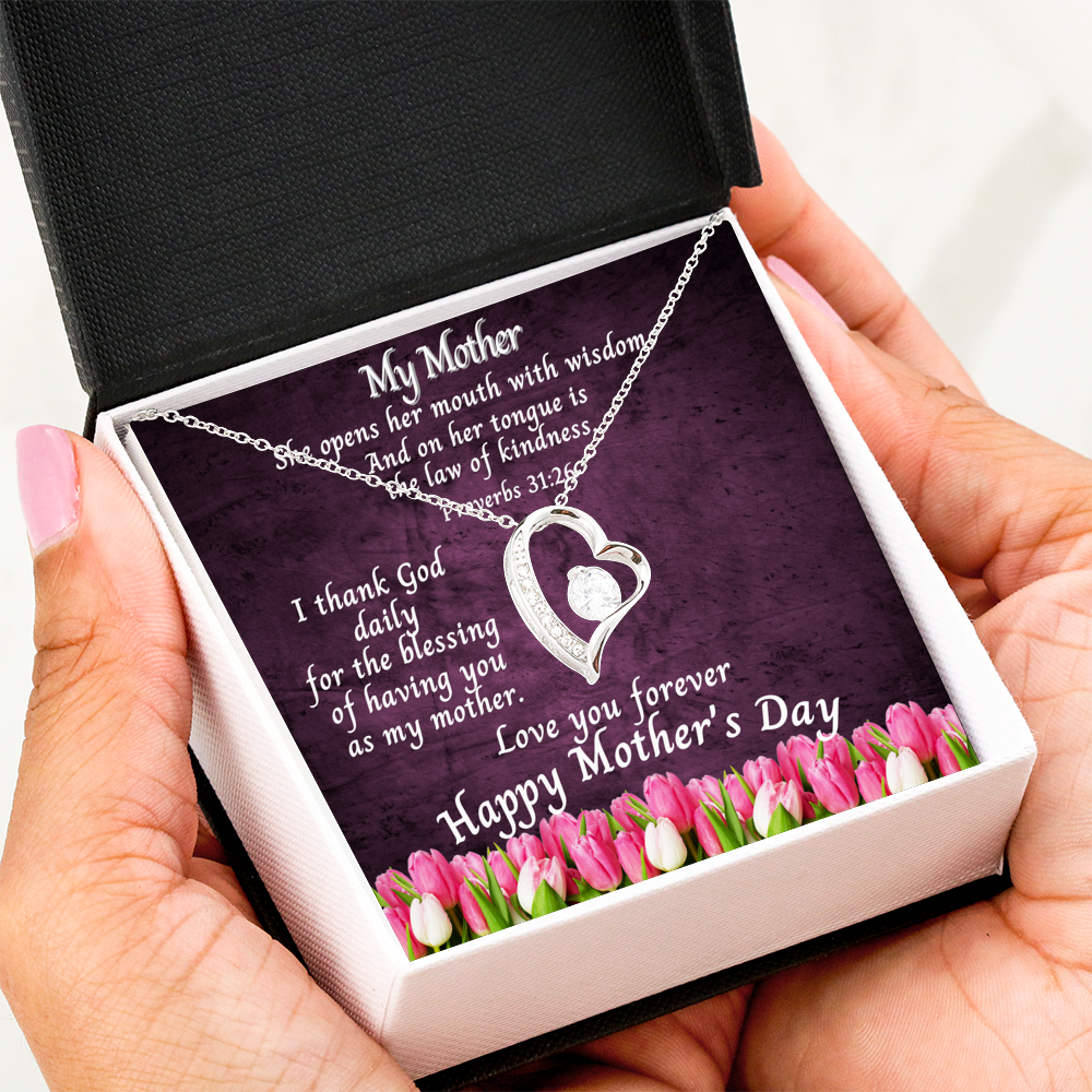 Heart Necklace | My Mother Bible Verse Proverbs 31:26