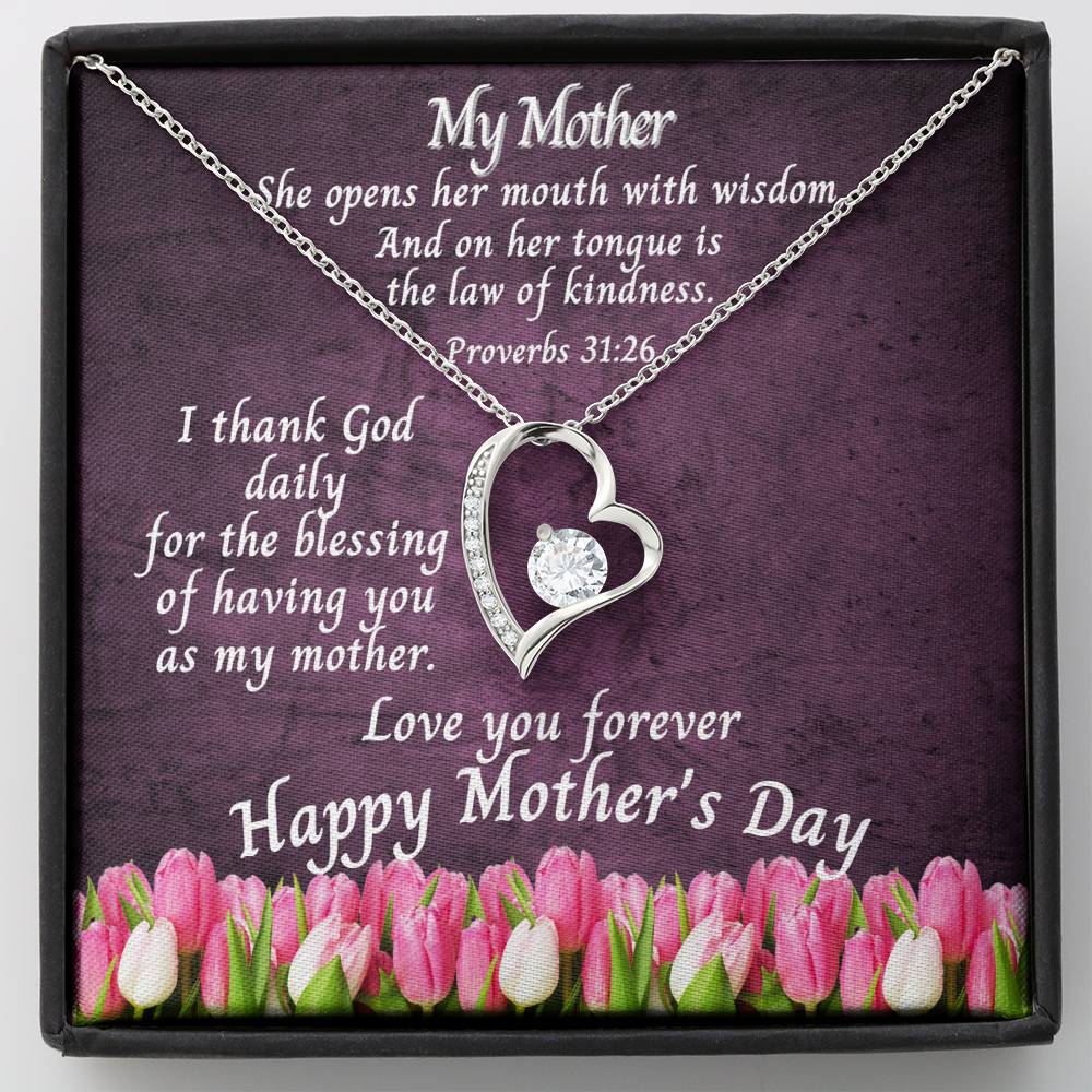 Heart Necklace | My Mother Bible Verse Proverbs 31:26