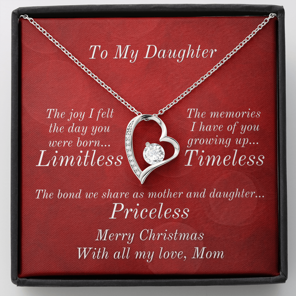 From Mom To Daughter Heart Necklace - Priceless Message Card