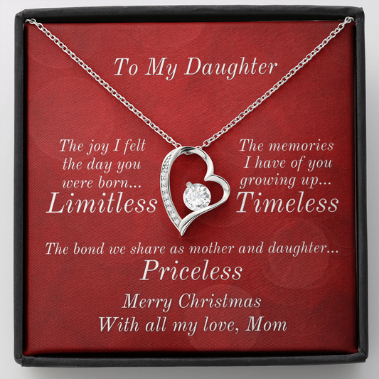 From Mom To Daughter Heart Necklace - Priceless Message Card