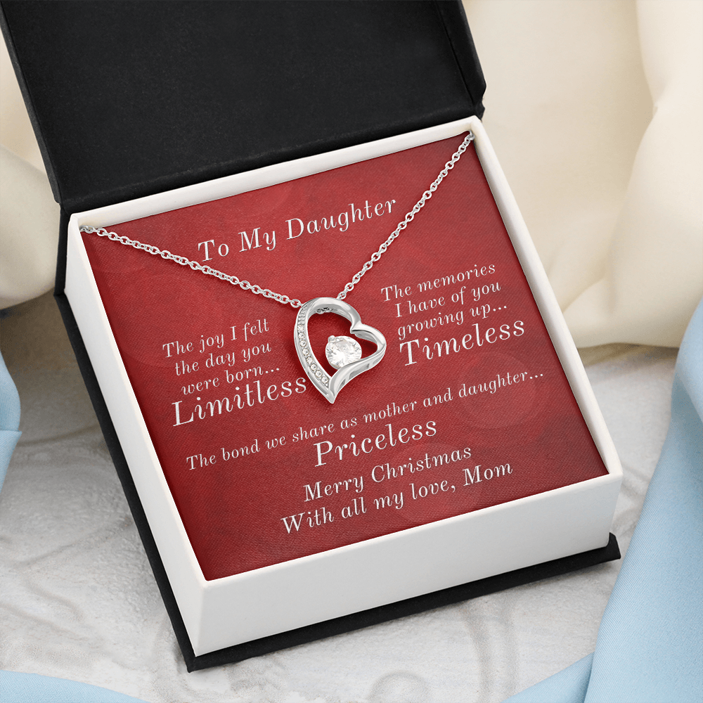 From Mom To Daughter Heart Necklace - Priceless Message Card