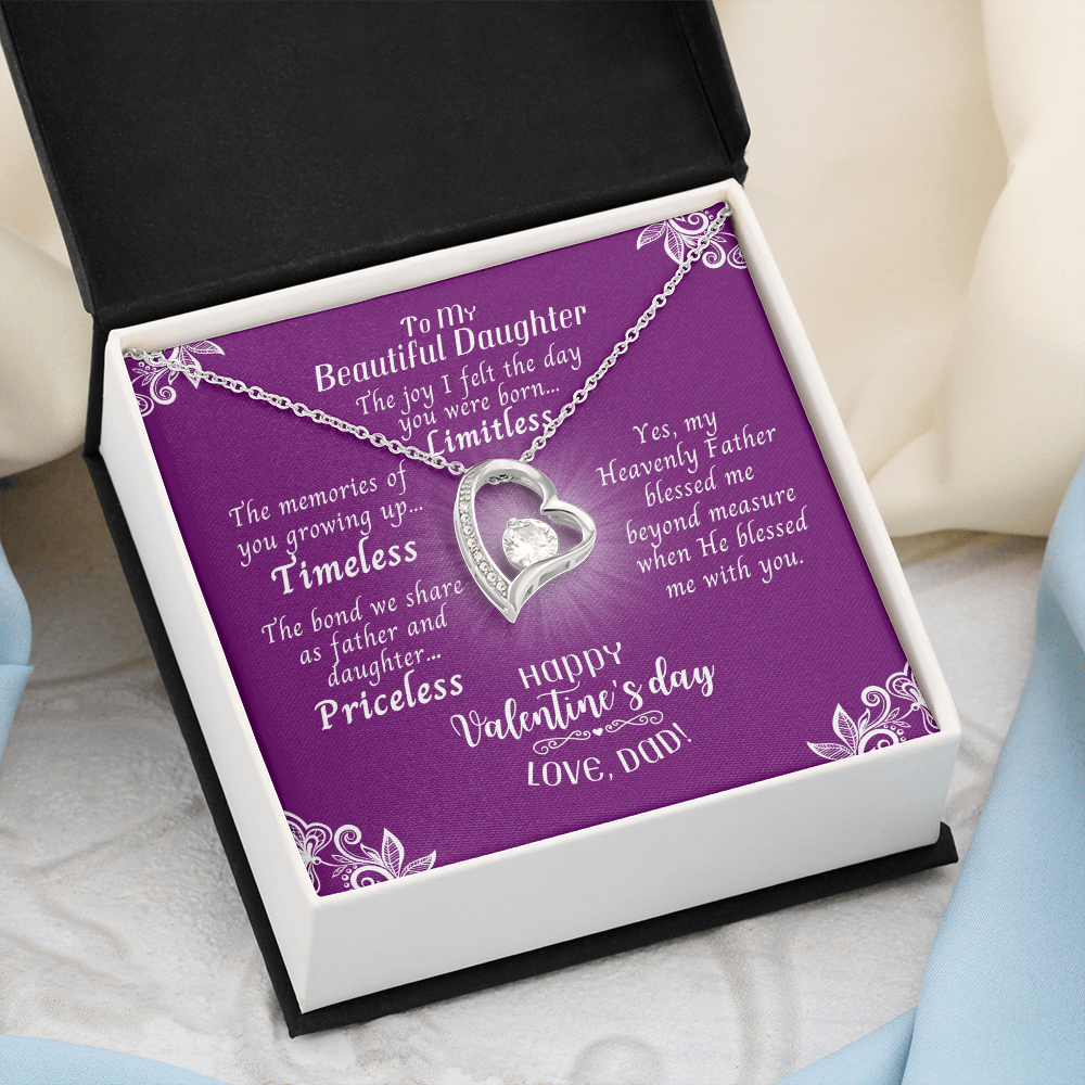 To My Daughter - Heart Necklace With Valentine's Day Message Card - Priceless