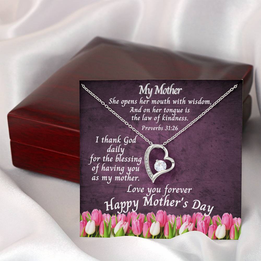 Heart Necklace | My Mother Bible Verse Proverbs 31:26