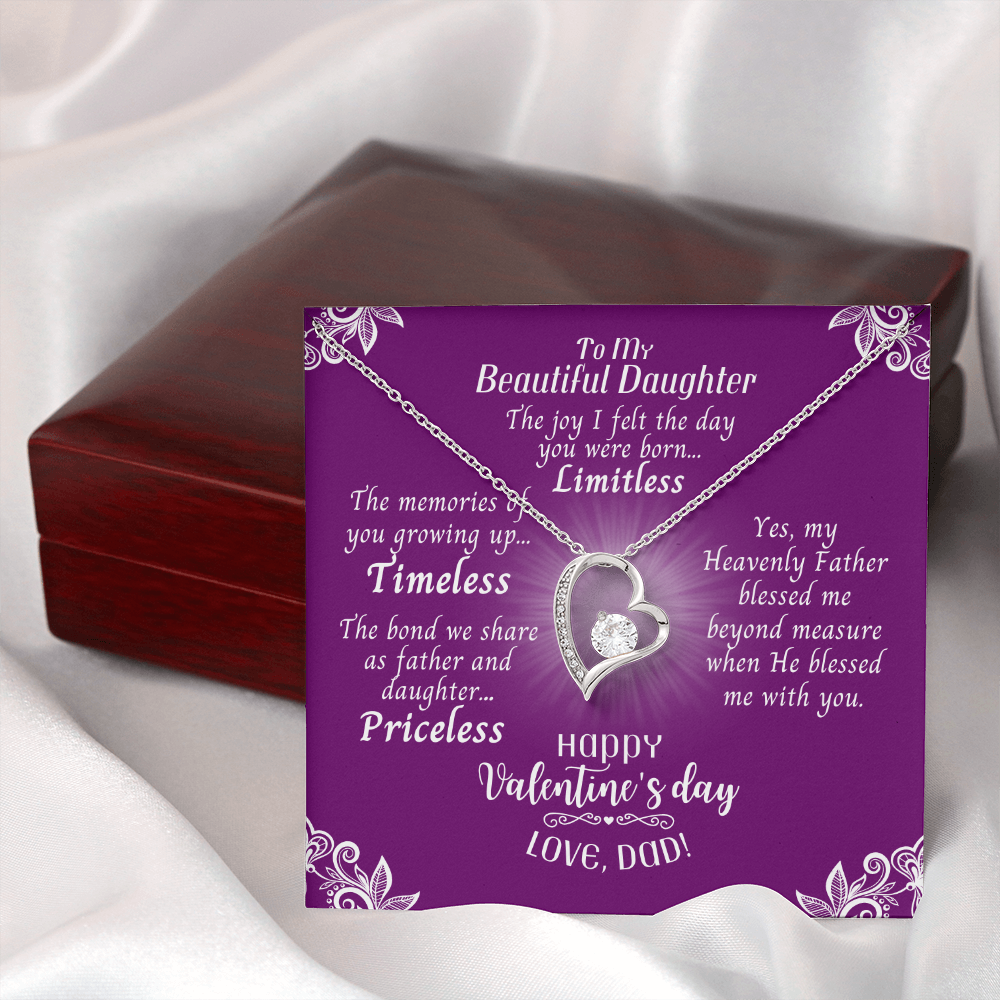 To My Daughter - Heart Necklace With Valentine's Day Message Card - Priceless
