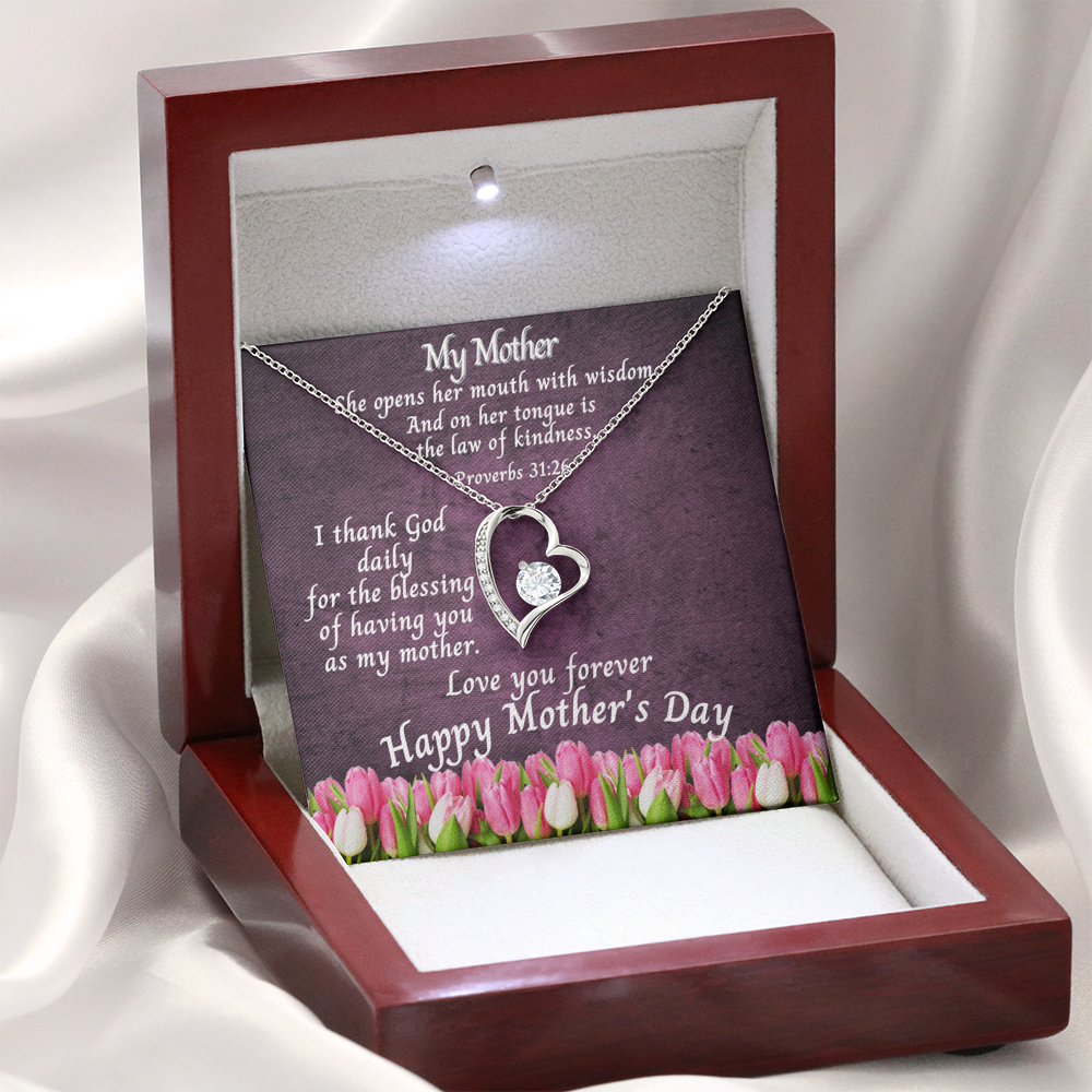 Heart Necklace | My Mother Bible Verse Proverbs 31:26