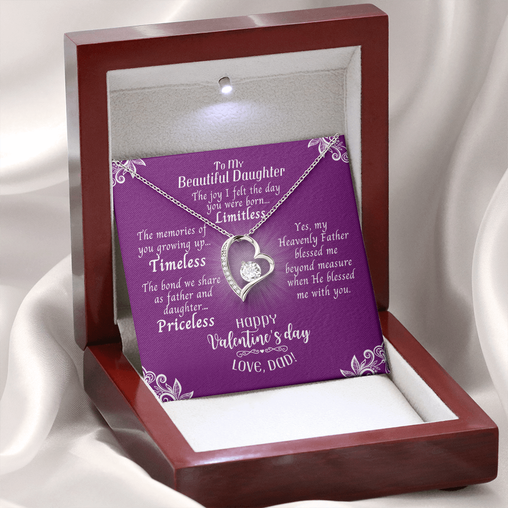 To My Daughter - Heart Necklace With Valentine's Day Message Card - Priceless