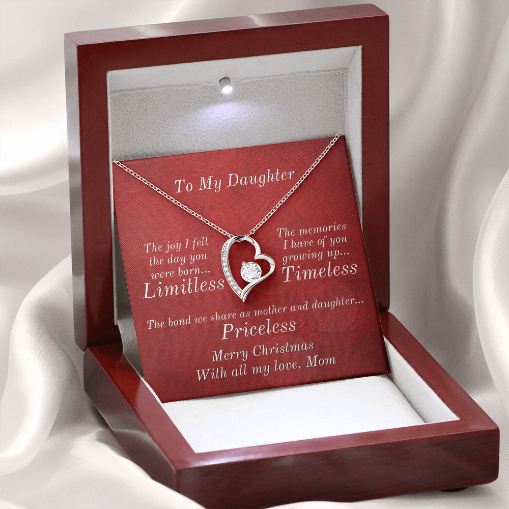 From Mom To Daughter Heart Necklace - Priceless Message Card