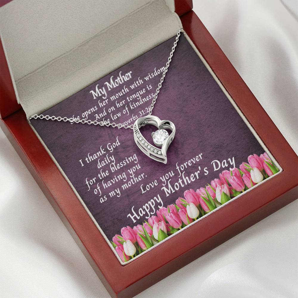 Heart Necklace | My Mother Bible Verse Proverbs 31:26