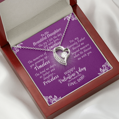 To My Daughter - Heart Necklace With Valentine's Day Message Card - Priceless