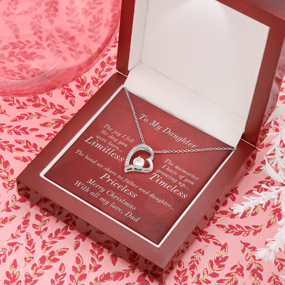 From Dad To Daughter Heart Necklace - Priceless Christmas Message Card