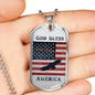 God Bless America Dog Tag Necklace - Flag and Eagle