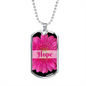Hope Inspirational Dog Tag Necklace - Pink Flower
