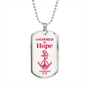 Anchored In Hope Bible Verse Dog Tag Necklace | Pink Anchor