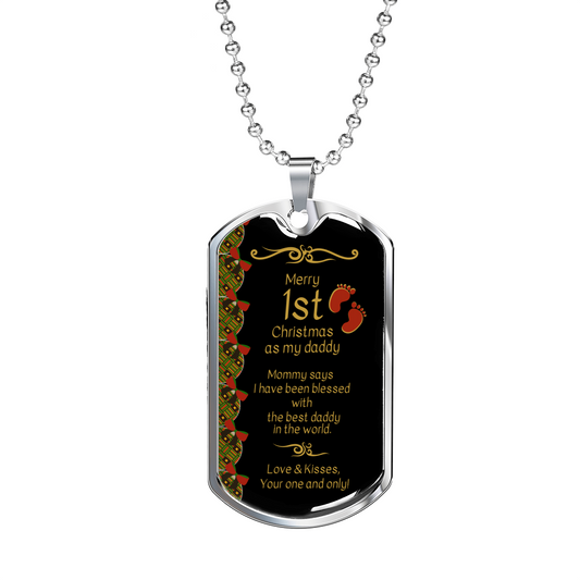Merry 1st Christmas To My Daddy Dog Tag Necklace