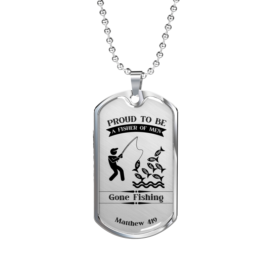 Proud Fisher Of Men Christian Faith Ministry Dog Tag Necklace