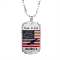 God Bless America Dog Tag Necklace - Flag and Eagle