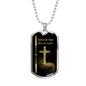 Man Of Faith Dog Tag Necklace - Gold Cross