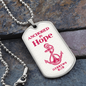 Anchored In Hope Bible Verse Dog Tag Necklace | Pink Anchor