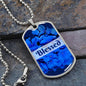 Blessed Inspirational Dog Tag Necklace - Blue Flower