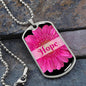 Hope Inspirational Dog Tag Necklace - Pink Flower