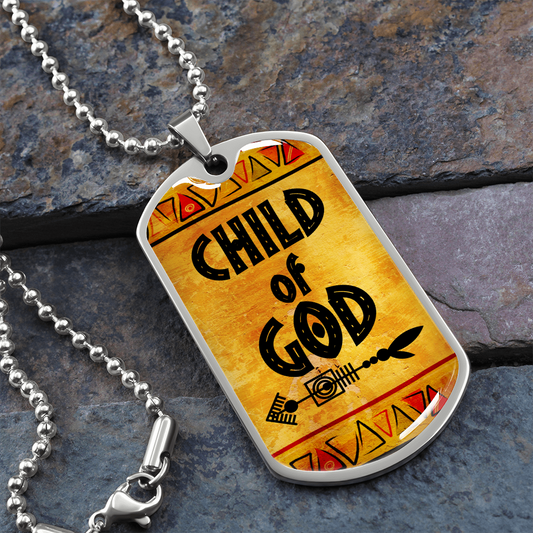 Child of God African Designed Dog Tag Necklace