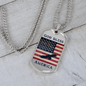 God Bless America Dog Tag Necklace - Flag and Eagle